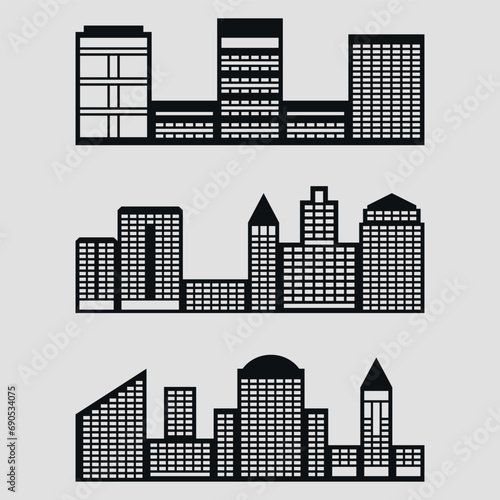 Buildings  cityscape. Set of icons of houses. Vector on the background.