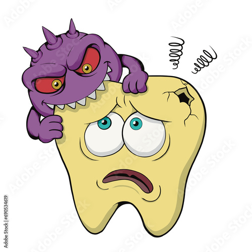 The tooth demon is an antagonistic character, who loves to destroy human teeth. This demon multiplies very quickly. They can only be exterminated by brushing your teeth every day.