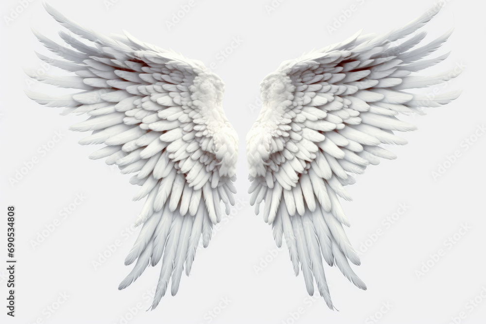 Obraz premium White beautiful angel wings, png.Generative AI.