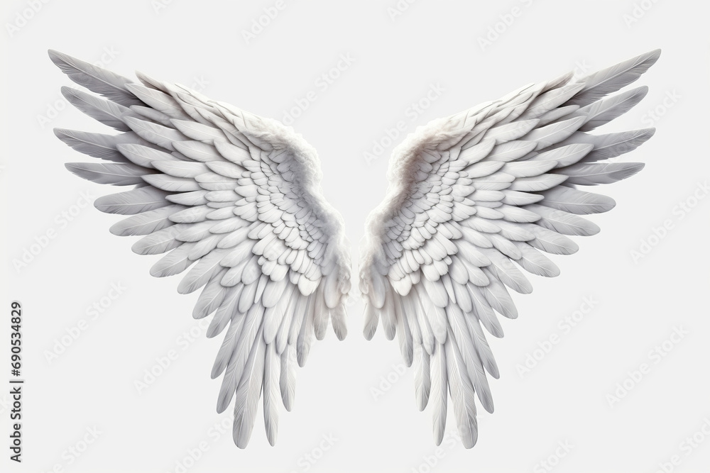 Obraz premium White beautiful angel wings, png.Generative AI.