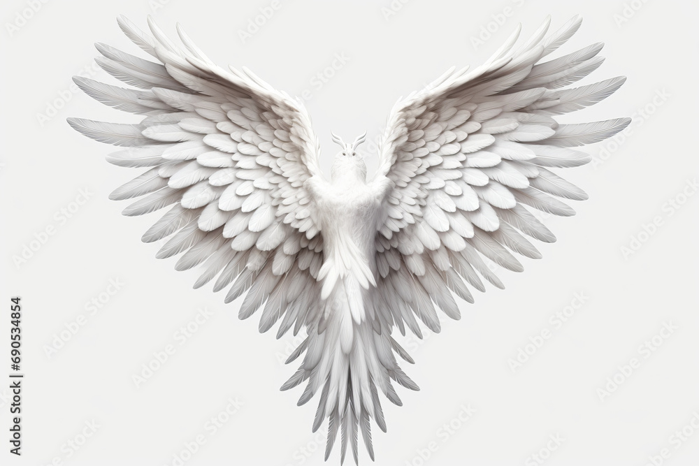 Fototapeta premium White beautiful angel wings, png.Generative AI.