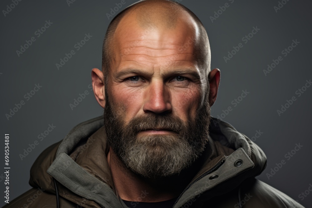 Portrait of a brutal man with a long beard and mustache. Portrait of a brutal man with a long beard and mustache.