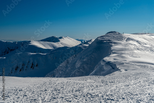 Chabenec, Polana and Chopok hills in winter Low Tatras mountains in Slovakia