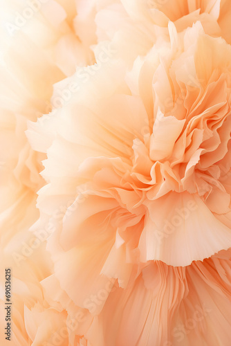 close up macro shot of carnation flower in peach fuzz color of the year 2024 color © World of AI