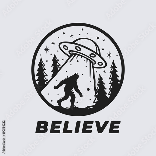 free vector UFO Flying Saucer Tattoo t-shirt design.