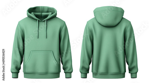 Green hooded sweatshirt mockup set, cut out