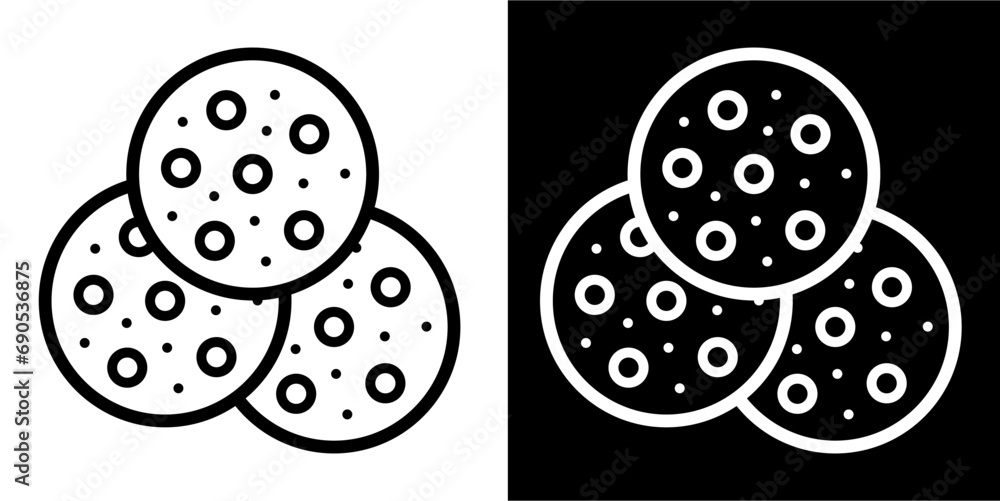 Chocolate chip, chips food, cookies biscuit icon Chocolate chip, chips food, cookies biscuit icon