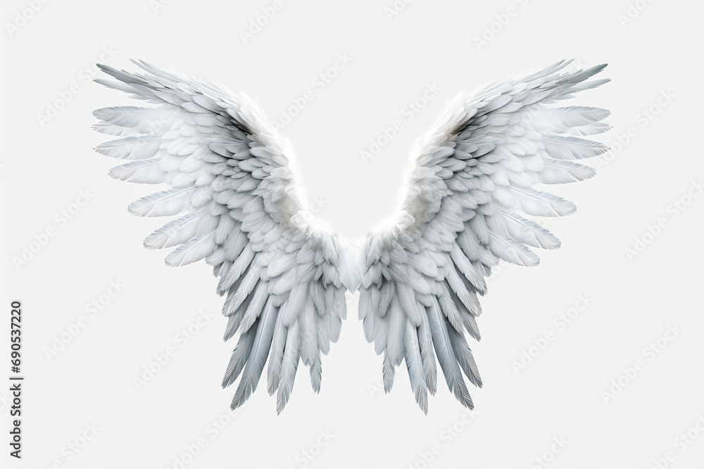 White beautiful angel wings, png.Generative AI. White beautiful angel wings, png.Generative AI.