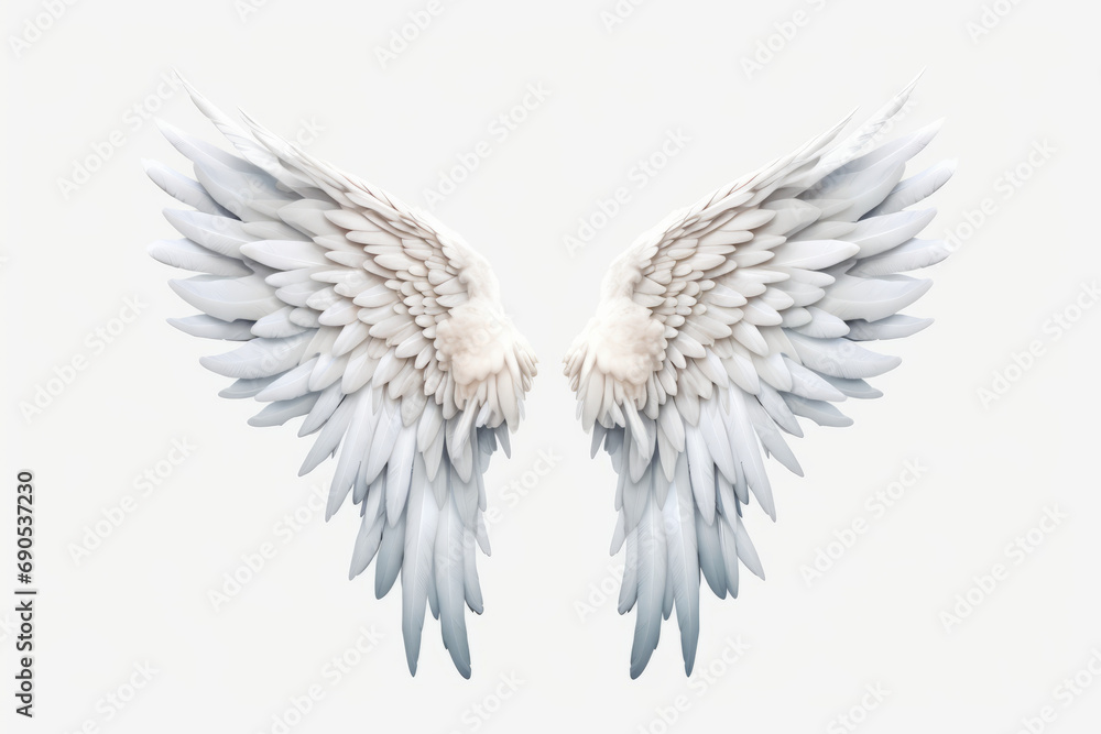 White beautiful angel wings, png.Generative AI. White beautiful angel wings, png.Generative AI.