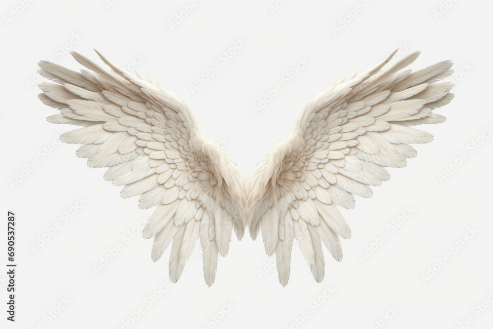 Fototapeta premium White beautiful angel wings, png.Generative AI.