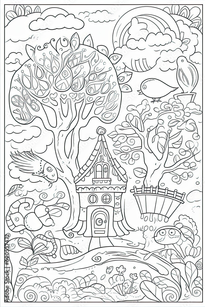 Obraz premium Various coloring book page for kids in vector art style AI Generated