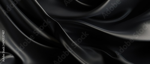Black silk satin fabric abstract background