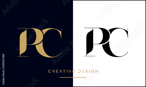 Alphabet letters PC or CP logo monogram