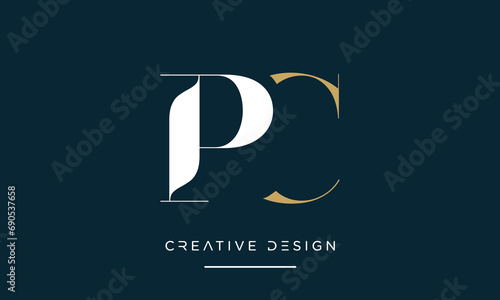 Alphabet letters PC or CP logo monogram