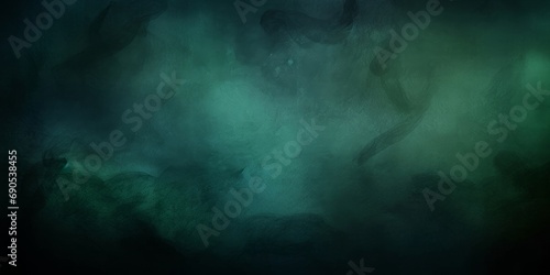 horror green blue clouds, grunge dark smoke texture, black haunted background for horror, thriller and mystery movie poster design, Generative AI  photo