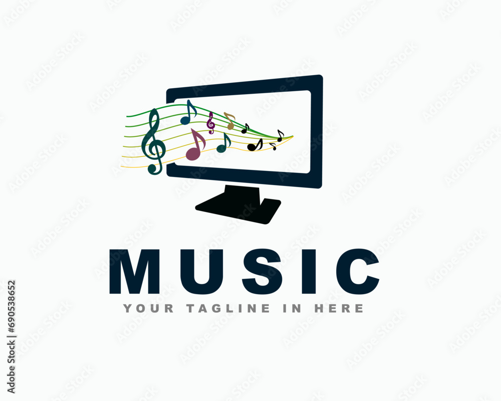 music note studio media web display logo design template illustration inspiration music note studio media web display logo design template illustration inspiration