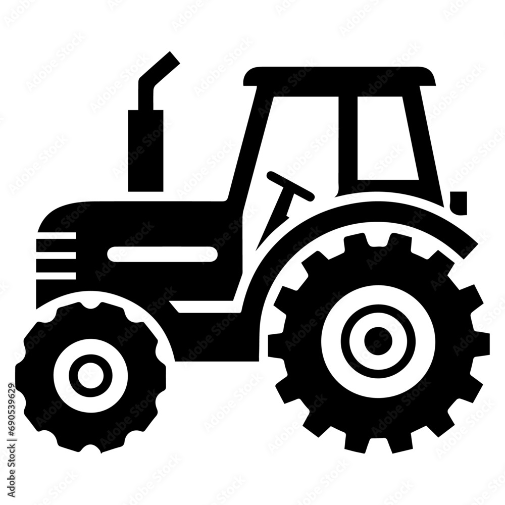 Obraz premium Tractor vector silhouette black color, Tractor icon vector silhouette