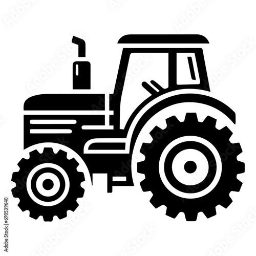 Tractor vector silhouette black color, Tractor icon vector silhouette