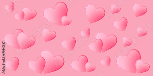 Pink background with pink hearts. Banner for Valentine's Day.