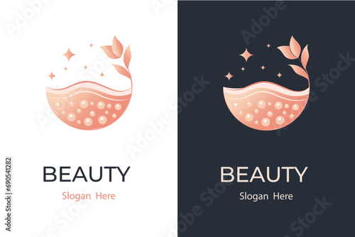 premium nature skin care logo design icon template