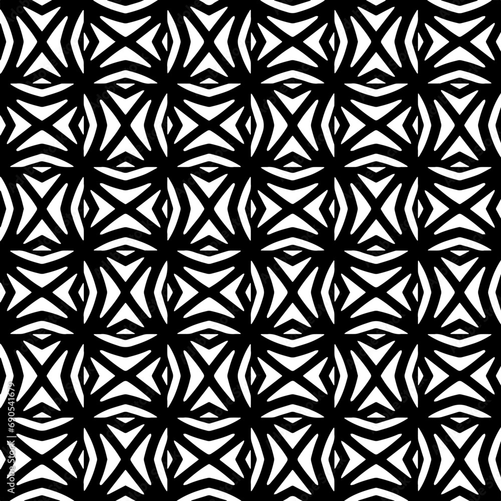 Wallpaper with Seamless repeating pattern.  Black and white pattern . Abstract background. Monochrome texture  for web page, textures, card, poster, fabric, textile.