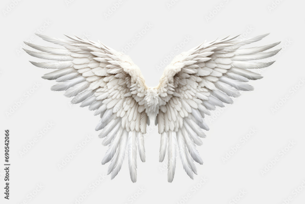 White beautiful angel wings, png.Generative AI. White beautiful angel wings, png.Generative AI.