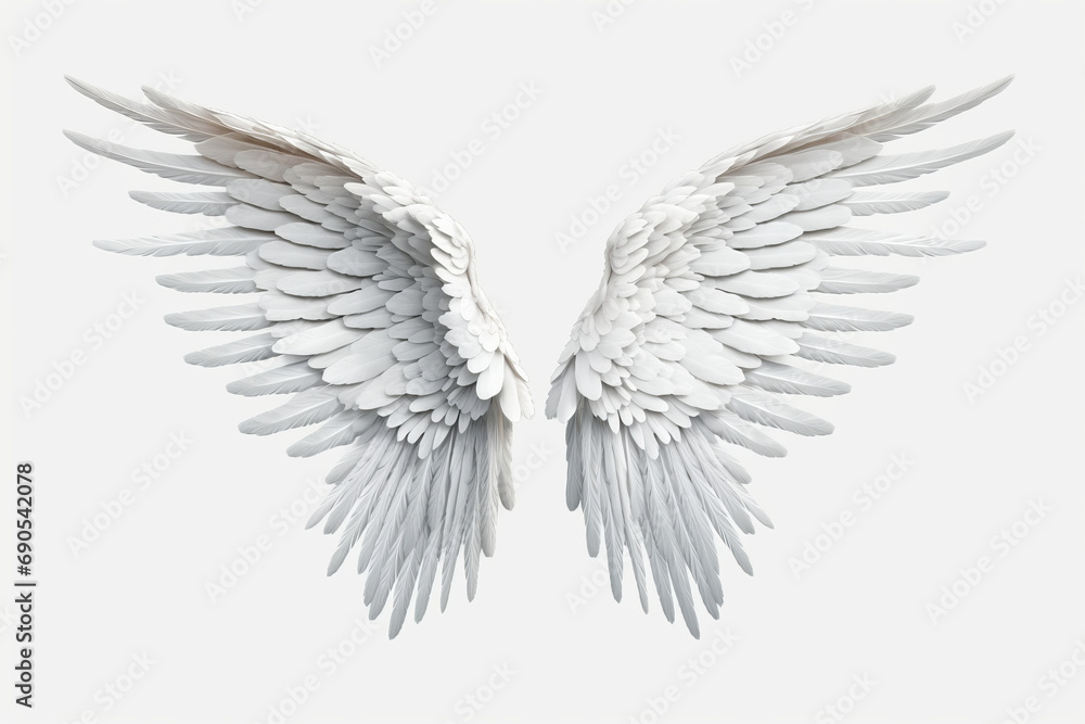 Obraz premium White beautiful angel wings, png.Generative AI.