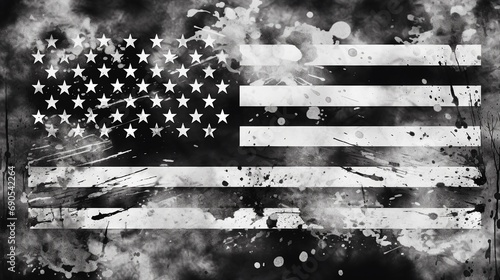 Black and white American flag distressed photo