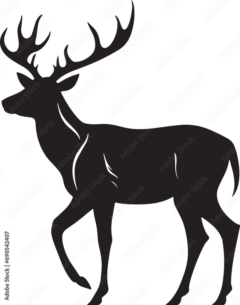 Fototapeta premium Silhouettes of reindeer isolated on white background