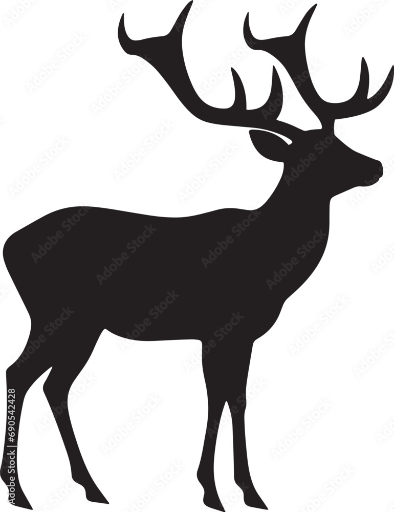 Obraz premium Silhouettes of reindeer isolated on white background