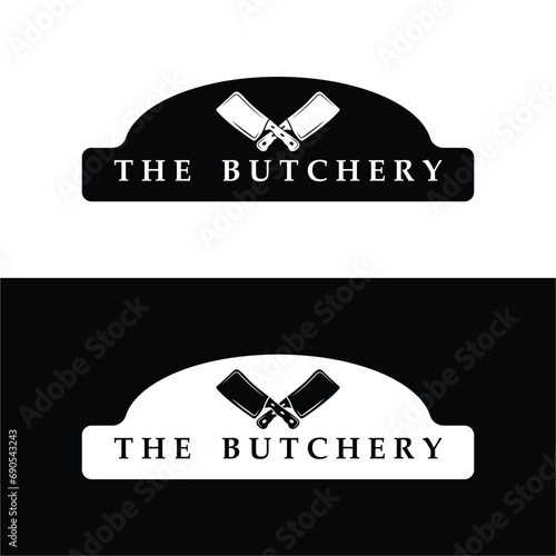 butcher logo vector icon illustration design. logo suitable for restaurant and food industry