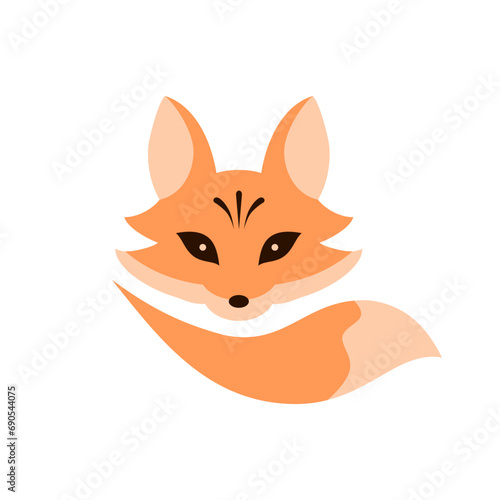 Orange fox wild animal icon flat vector design