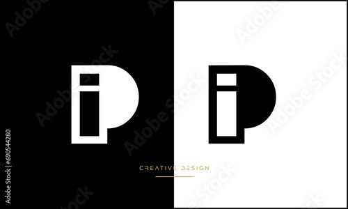 PI or IP Alphabet letters logo monogram