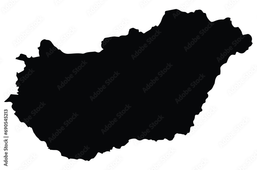 Hungary country geo map black silhouette easy to color it

