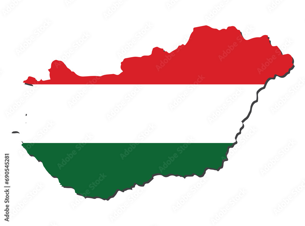 Fototapeta premium Flag Map of Hungary. Hungary Flag Map