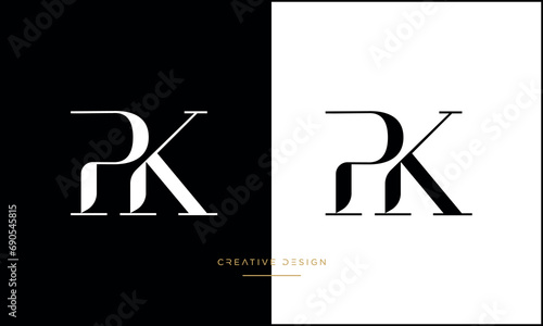 Alphabet letters PK or KP logo monogram