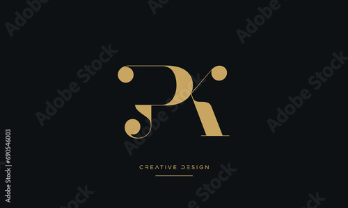 Alphabet letters PK or KP logo monogram