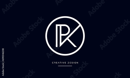 Alphabet letters PK or KP logo monogram