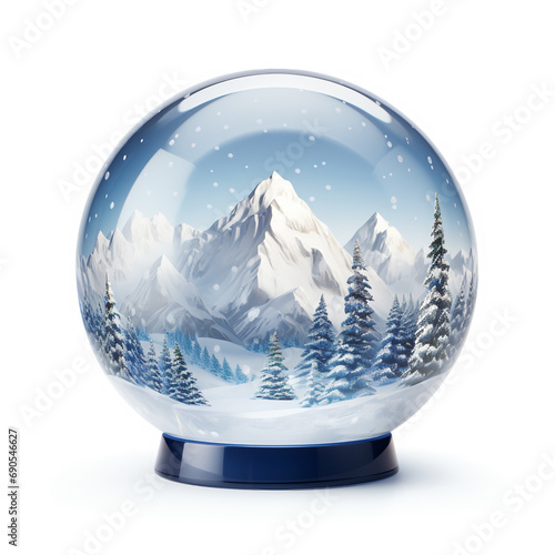 Christmas snow ball with snowy mountain  AI Generative.