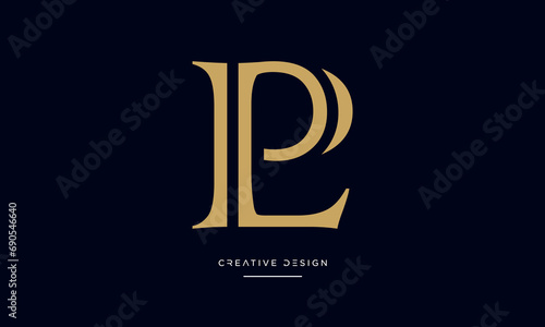 PL or LP Alphabet letters logo monogram