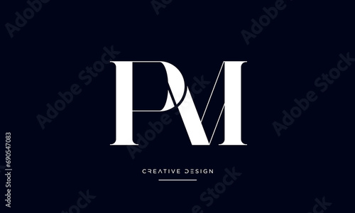 PM or MP Alphabet letters logo monogram