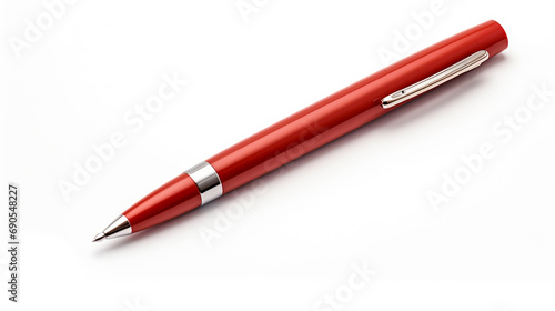 New stylish red pen isolated on white, AI Generative.