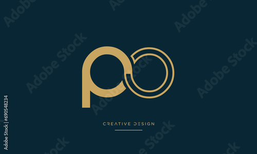 Alphabet letters PO or OP logo monogram