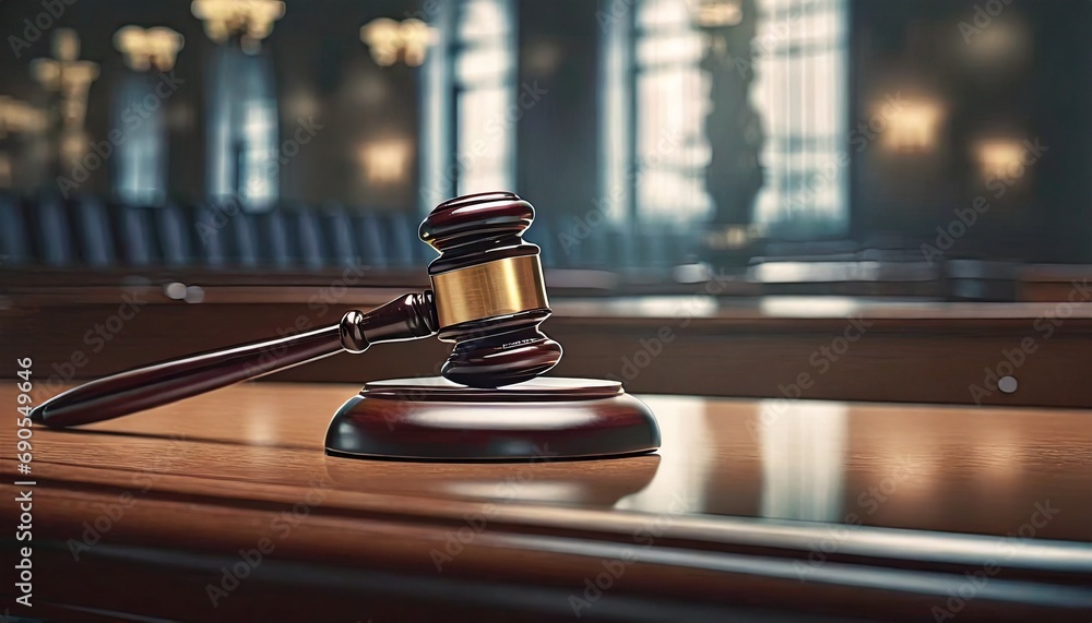 Judge Courtroom Gavel on Table during a Process Judge Courtroom Gavel on Table during a Process