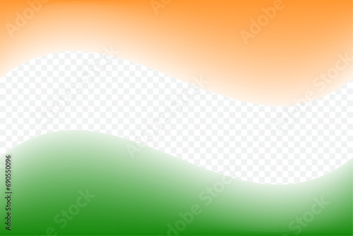 Abstract Indian flag border blur template in saffron and green color isolated on transparent background. Vector illustration.
