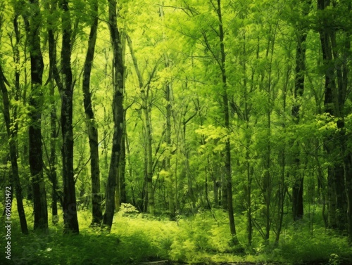 green forest in the morning