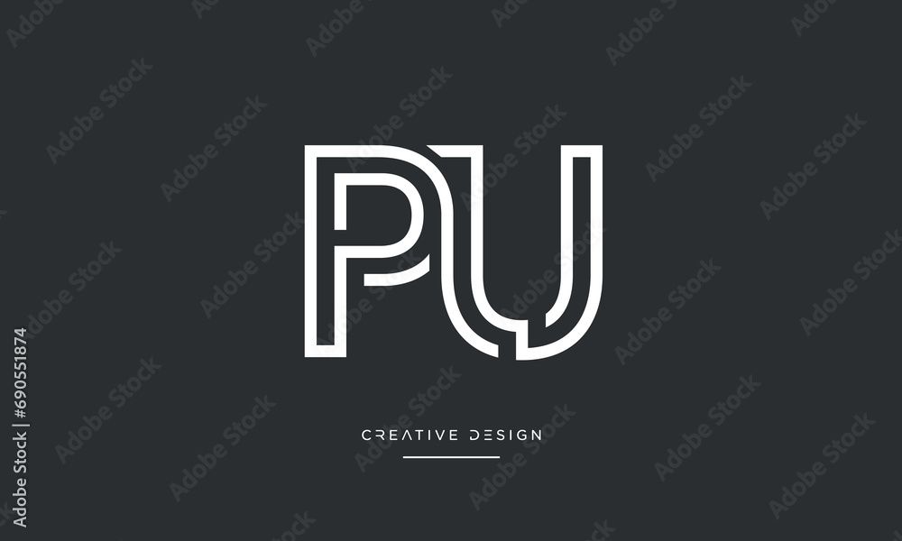 Alphabet letters PU or UP logo monogram