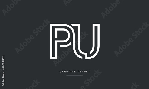 Alphabet letters PU or UP logo monogram