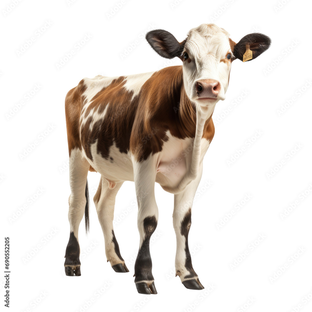 Farm cow isolated on white or transparent background