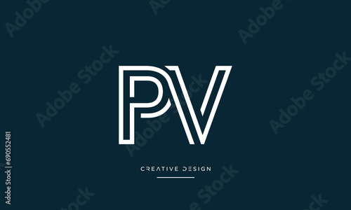 PV or VP Alphabet letters icon logo photo